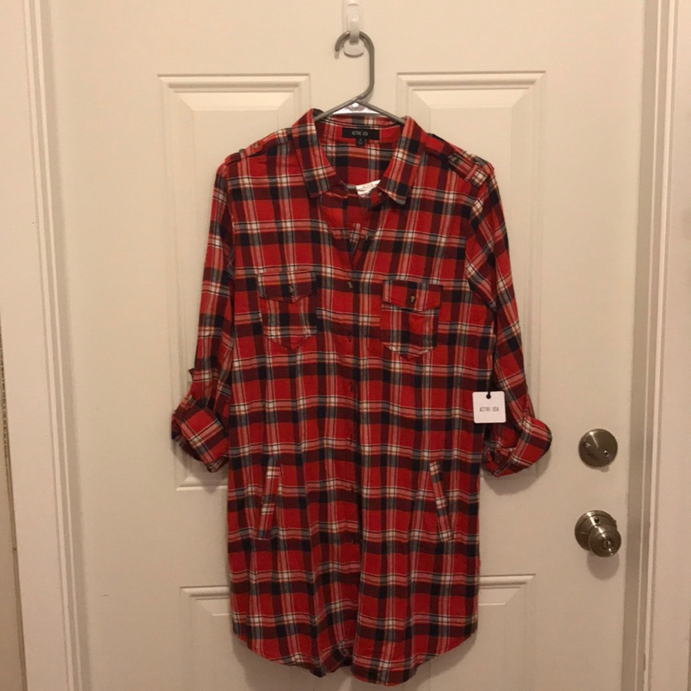 Red flannel tunic